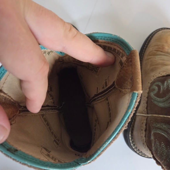 Ariat Womens Size 7.5 Brown Turquoise‎ Embroidered Western Cowboy Boots - Picture 5 of 8